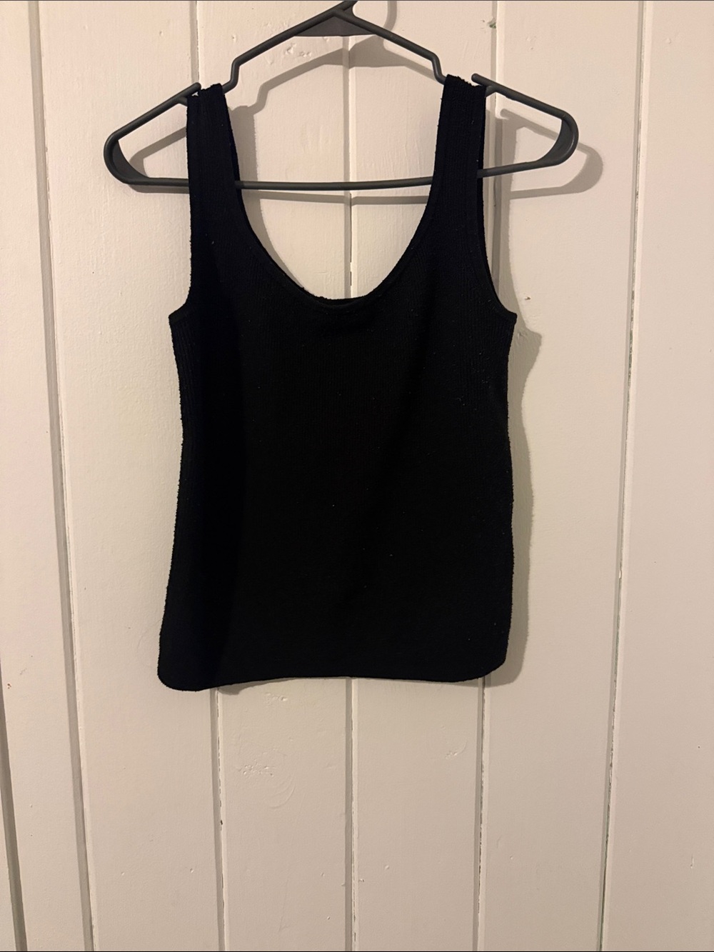 knit rib black tank top